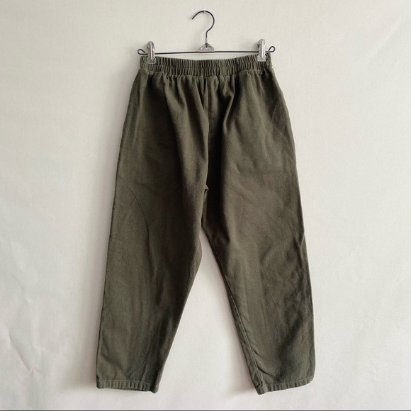 Sotela Ryan Trousers Olive Green Cotton Twill Pull On High Rise Casual Pants 1 - Picture 5 of 6